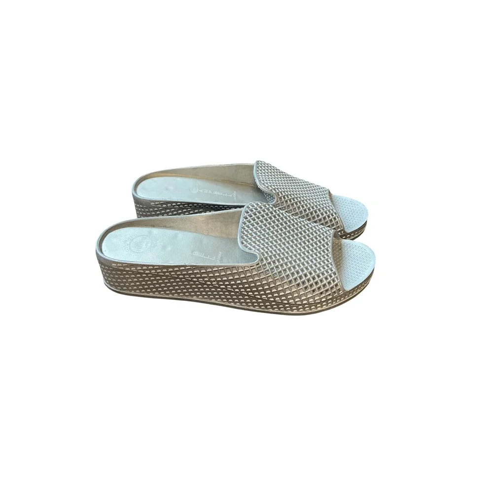 Jeffrey Campbell Havana Last Silver Metallic Lattice Platform Slide Sandals 10